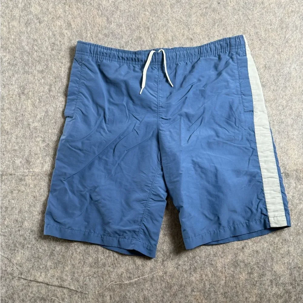 Nike Swim Trunk Shorts Men's Medium Blue White Drawstring‎ Waist Slash Pockets